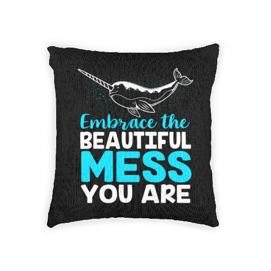 Inspirational Animal Quote Sea Creature Narwhal Woven Pillows