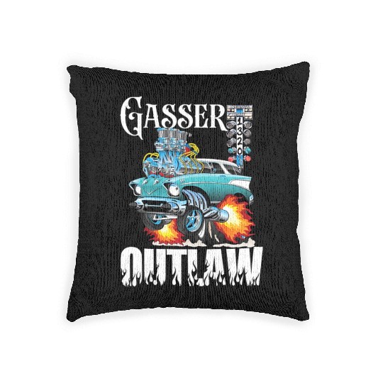 Gasser Outlaw Class Vintage Drag Racing Race Car Woven Pillows
