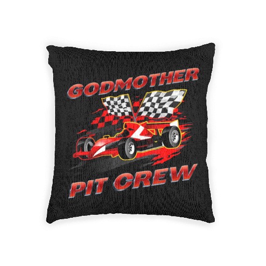 Godmother Pit Crew Race Car Birthday Party Racing Woven Pillows
