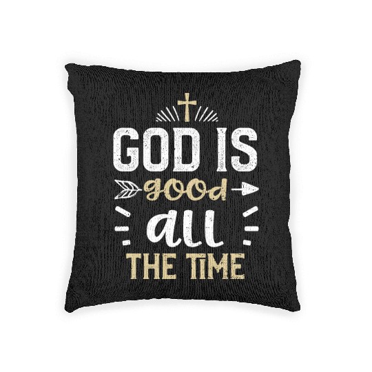 God is good all the time - Jesus Woven Pillows