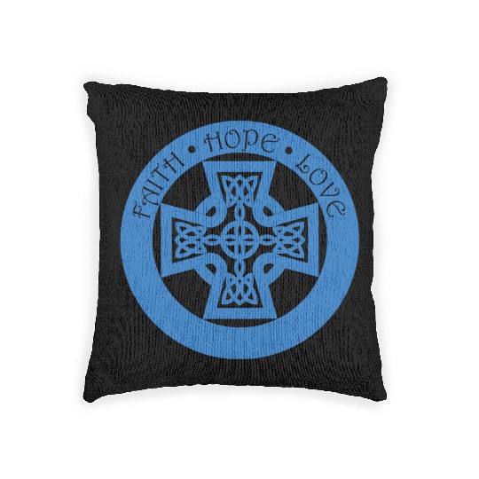 Timeless Celtic Cross With Faith Hope Love Woven Pillows