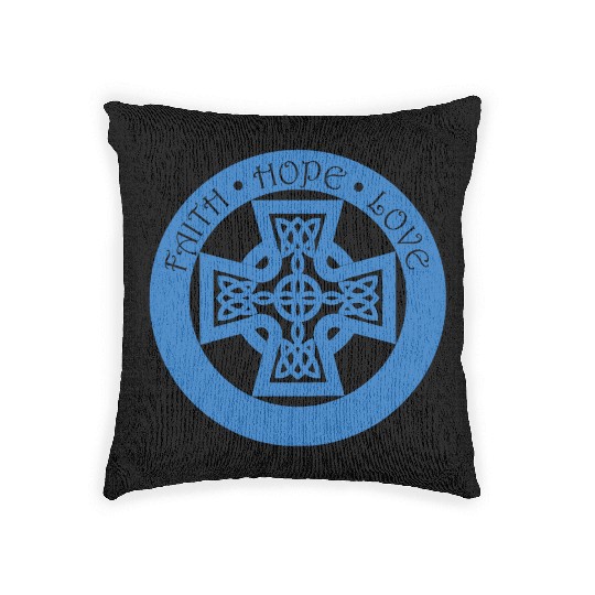 Timeless Celtic Cross With Faith Hope Love Woven Pillows