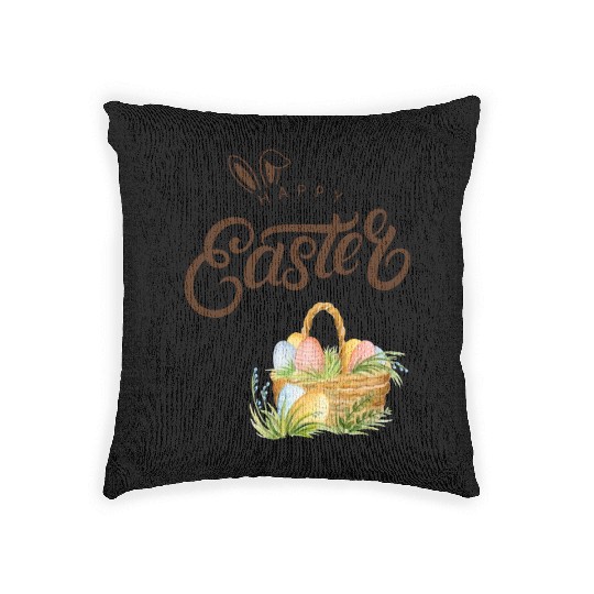 Happy easter sayings egg bunny Woven Pillows