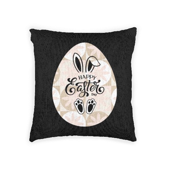 Happy easter sayings egg bunny Woven Pillows