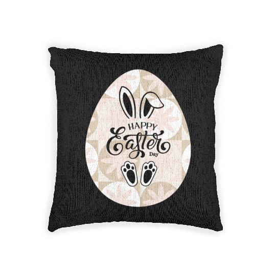 Happy easter sayings egg bunny Woven Pillows
