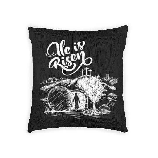 He Is Risen - White Drawing HD Woven Pillows