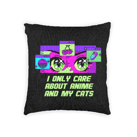 I Only Care About Anime and Cats Kawaii Cat Lover Woven Pillows