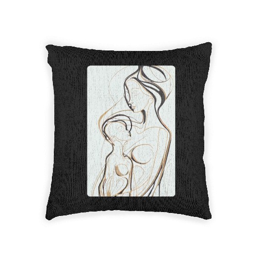 Black, Gold & White Abstract Mother & Daughter Woven Pillows