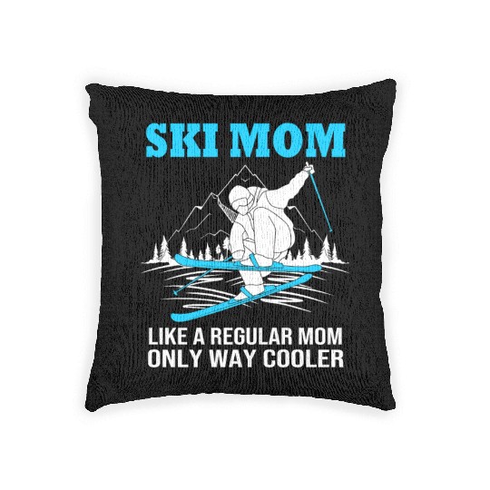 Mothers Day Skiing Skier Ski Mom For Women Woven Pillows