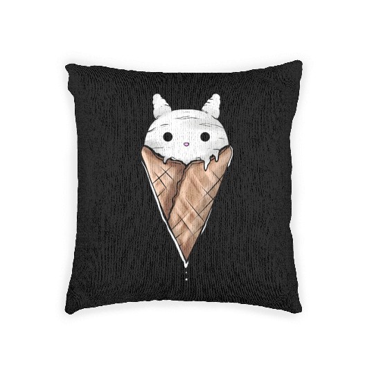 Sweet Easter Bunny Ice Cream Cone On Easter Woven Pillows