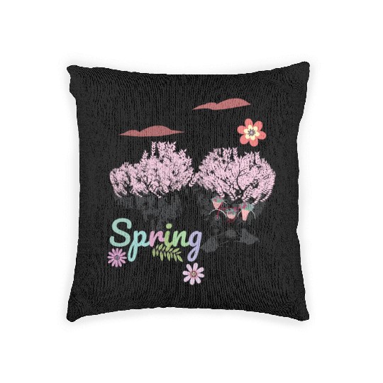 Seasons Greetings for Spring, Happy Spring Graphic Woven Pillows