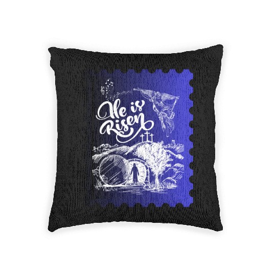 He Is Risen. Angel and singing; Classic drawing Woven Pillows