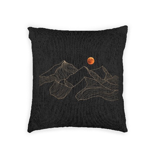 red moon mountain Woven Pillows