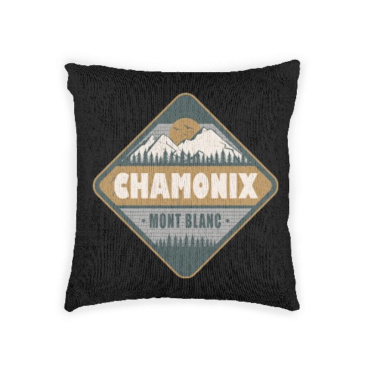 Chamonix Mont Blanc France Vintage Hiking Design Woven Pillows