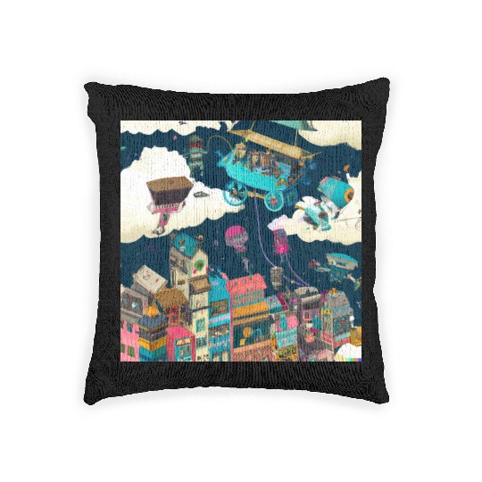 Paradise Cartoon Imagination Dream City Woven Pillows
