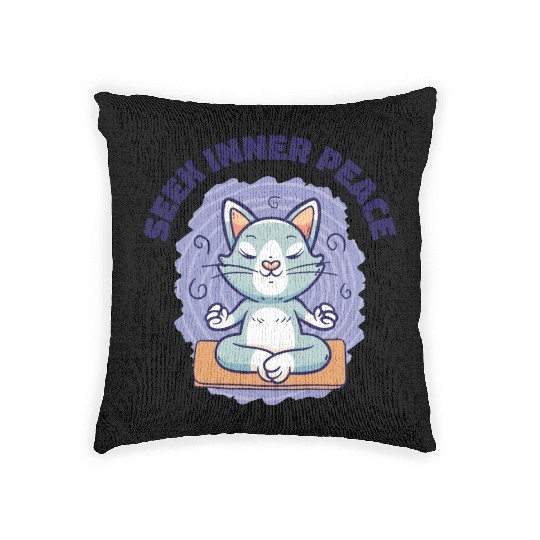 Serenity Cat Yoga Cat Owner Meditation Yoga Fan Woven Pillows