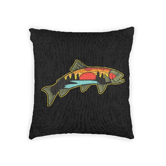 Trout Fishing Angler Nature Trout Bass Woven Pillows