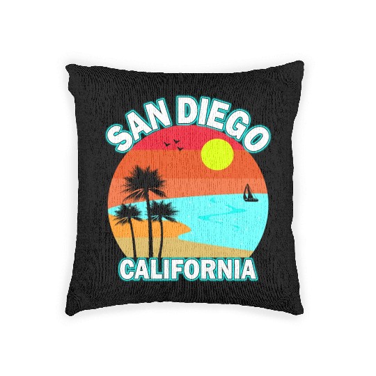 San Diego California Vintage Christmas Sailors Woven Pillows
