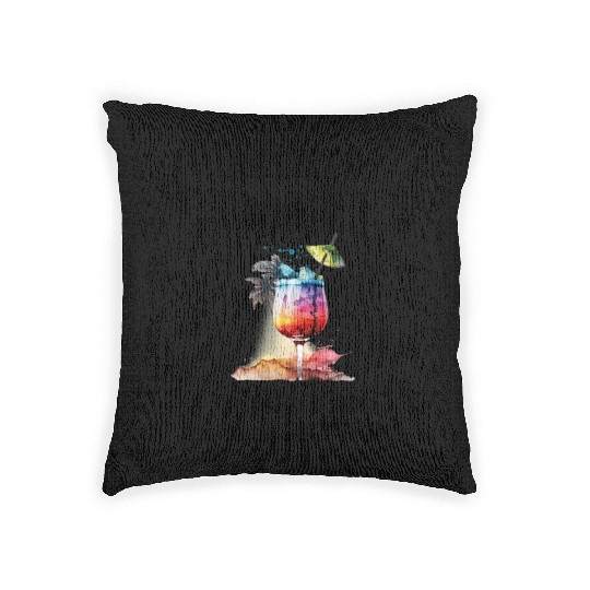 Retired Maid Vacation Tropical Cocktail Umbrella Woven Pillows