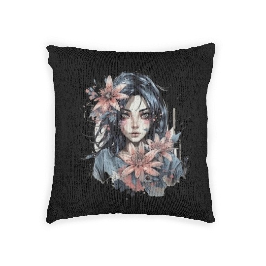 Japanese Spider Lily Soft Anime Aesthetic Flower Woven Pillows