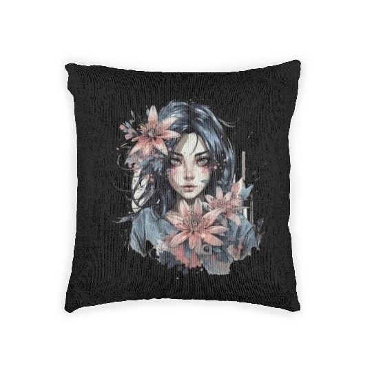 Japanese Spider Lily Soft Anime Aesthetic Flower Woven Pillows