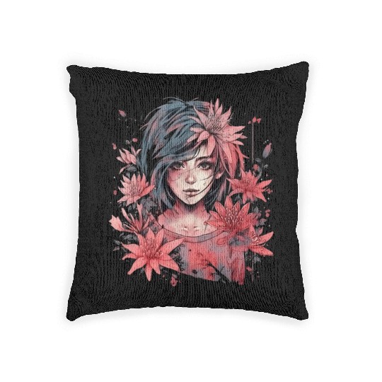 Japanese Spider Lily Soft Anime Aesthetic Flower Woven Pillows