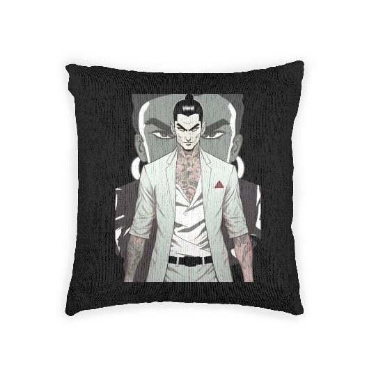 Japan Yakuza Greeny Face Woven Pillows