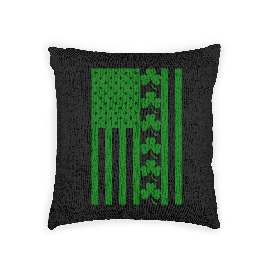St Patricks Day American Flag Woven Pillows