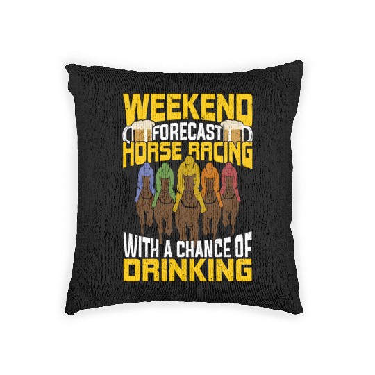 Weekend Forecast Horse Racing Woven Pillows