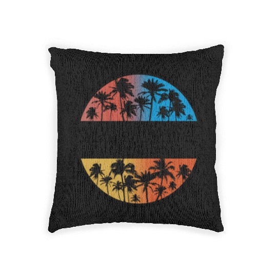 Long Beach California Palm Tree Stylish Vacation Woven Pillows
