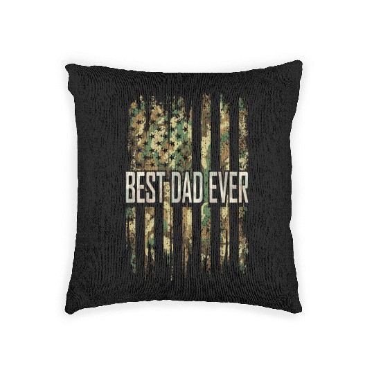Dad Fathers Day For Men Camouflage US Flag Great Woven Pillows