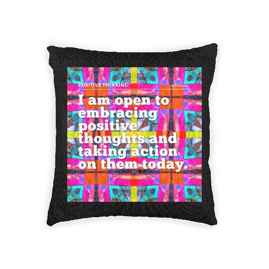 i am open to embracing positive thoughts Woven Pillows
