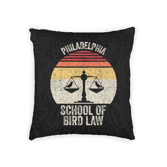 Vintage Retro Philadelphia School Of Bird Law Funn Woven Pillows