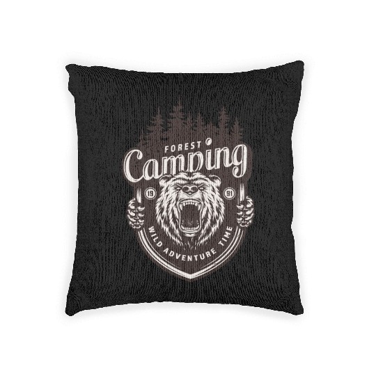 FOREST CAMPING WILD ADVENTURE TIME Woven Pillows