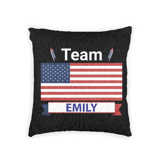 Team Emily USA American Flag Stars Woven Pillows