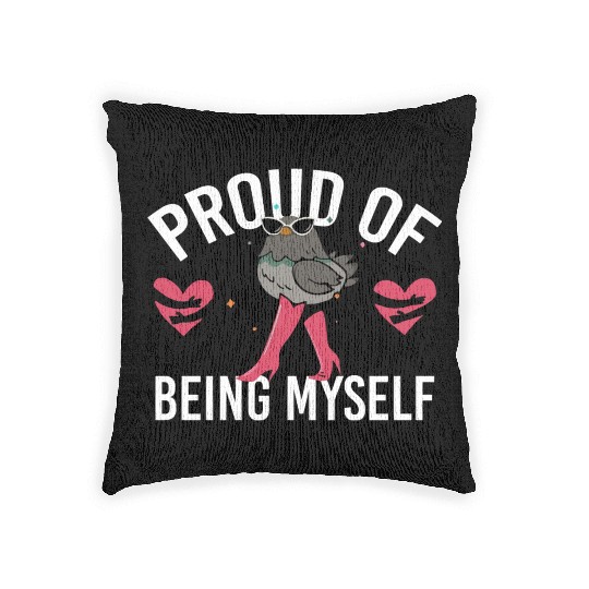 Proud Of Being Myself Bird Girl Woven Pillows