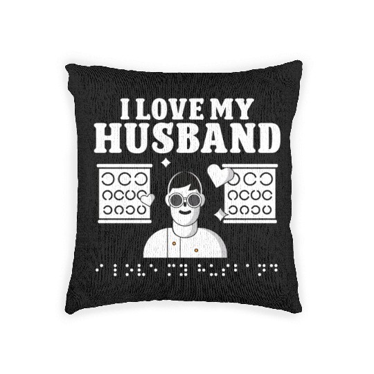 Blindness i love my husband blindness awareness Woven Pillows