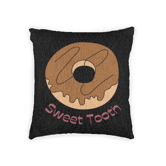 Brown sweet donut , Sweet tooth, donut cartoons Woven Pillows