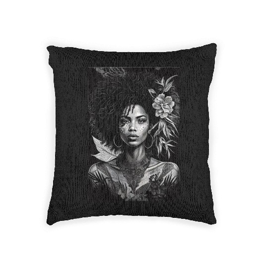 Black-and-White Afrocentric Art Woven Pillows