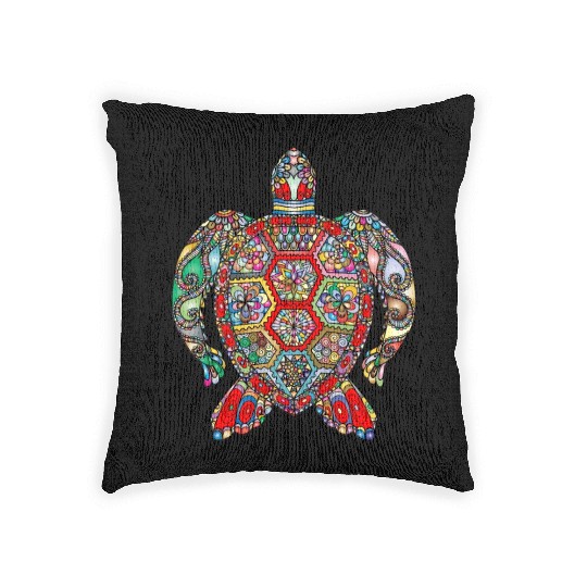 Hawaiian Tie Dye Sea Turtle, Hawaii Gifts for Kids Woven Pillows