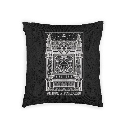 Wheel of Fortune Tarot Card Shadow Edition Woven Pillows