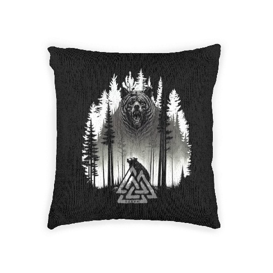 Grizzly bear Bear Valknut Wotan knot Forest Viking Woven Pillows