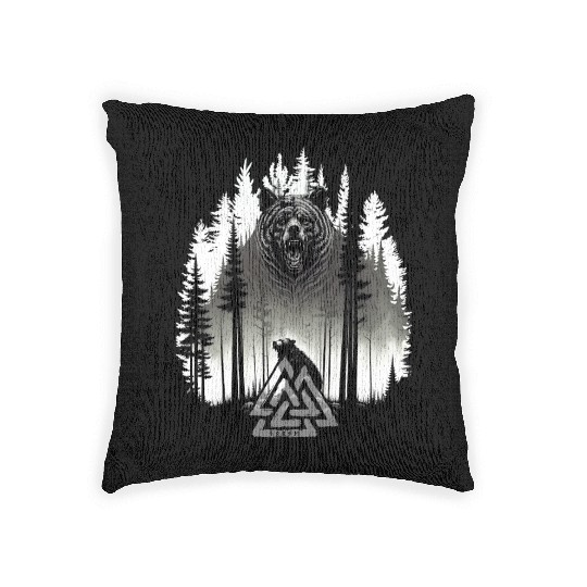 Grizzly bear Bear Valknut Wotan knot Forest Viking Woven Pillows
