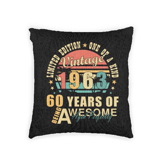 60th birthday 60 years born 1963 Woven Pillows