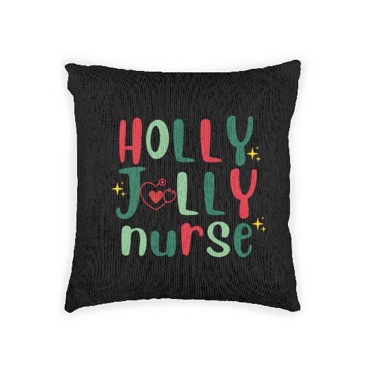 HOLLY JOLLY NURSE 3 Woven Pillows