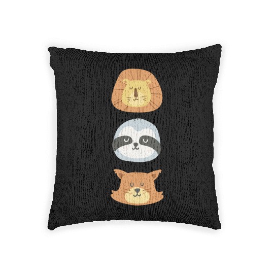 Lion, Sloth and Weasel Woven Pillows