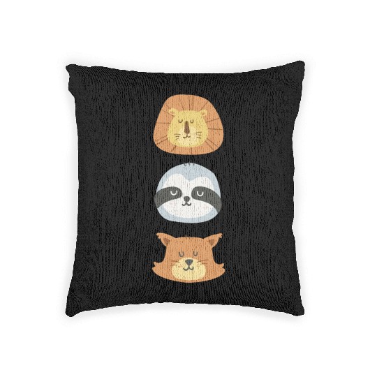 Lion, Sloth and Weasel Woven Pillows