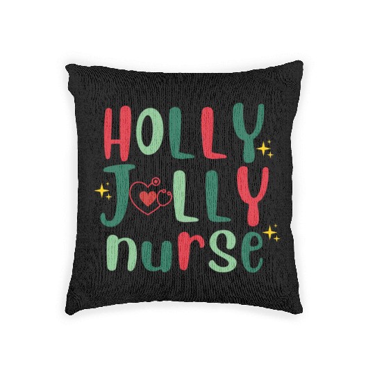 HOLLY JOLLY NURSE4 Woven Pillows