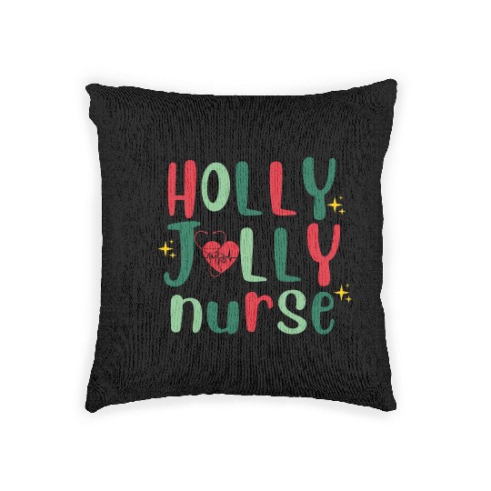 HOLLY JOLLY NURSE Woven Pillows