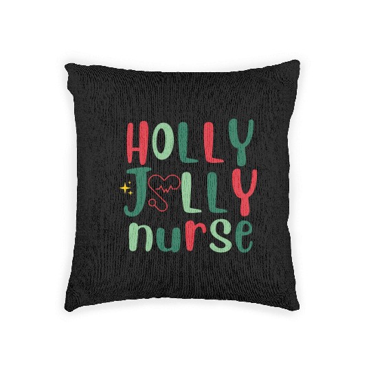 HOLLY JOLLY NURSE Woven Pillows